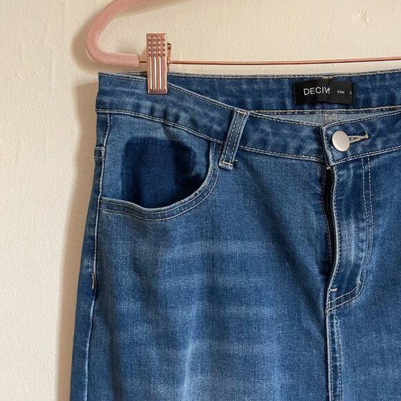 Decivi | Classic Straight Leg Mid Rise Stretch Denim Jeans Ankle Length Large - Picture 6 of 10